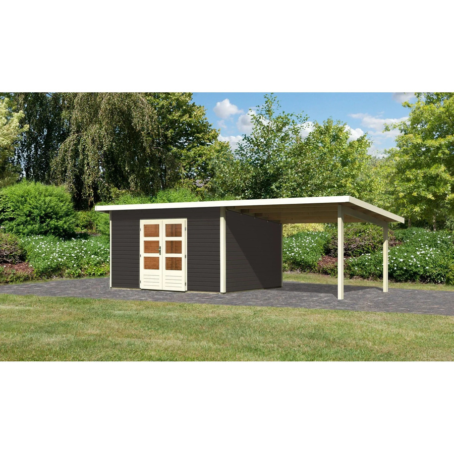 Karibu Holz-Gartenhaus Karlskoga 5 in Terragrau mit Pultdach und modernem Design, B/T: 365 x 305 cm - Bild 2