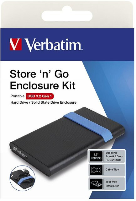 Store'N'Go 2,5 Zoll Festplattengehäuse mit USB 3.2 Gen1 in Schwarz/Blau - Bild 1