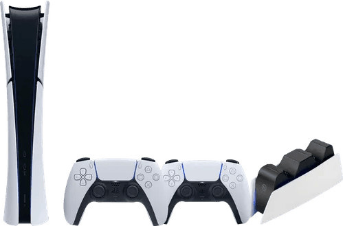 Sony PlayStation 5 Slim Digital Edition in Weiß mit zusätzlichem Controller und BlueBuilt Ladestation - Bild 1