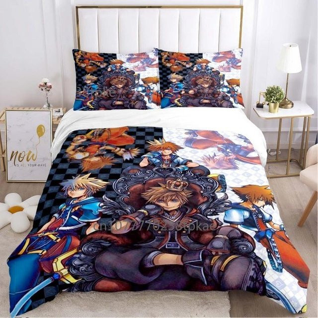 JMG Household Supplies Bettwäsche Set Kingdom Hearts Anime Design mit Bettbezug und Kissenbezug, Mehrfarbig, B/H: 135 x 200 cm - Bild 1
