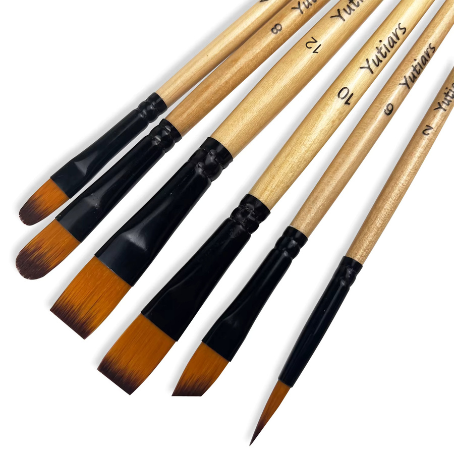 6er Set professionelle Künstlerpinsel in Multicolour für Aquarell, Öl, Acryl und Nagelkunst - Bild 2
