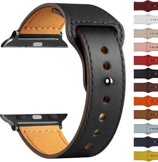 Uhrenarmband Leder, Schwarz, Unisex - Bild 1