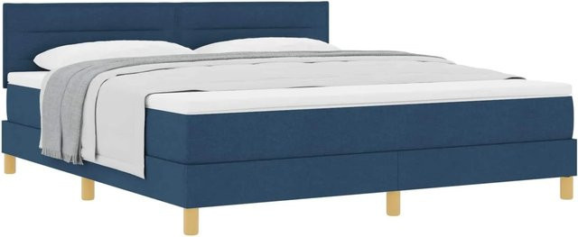 vidaXL Boxspringbett Hybrid mit Matratze und Kopfteil in Blau, B/T/H: 180 x 200 x 280 cm - Bild 1