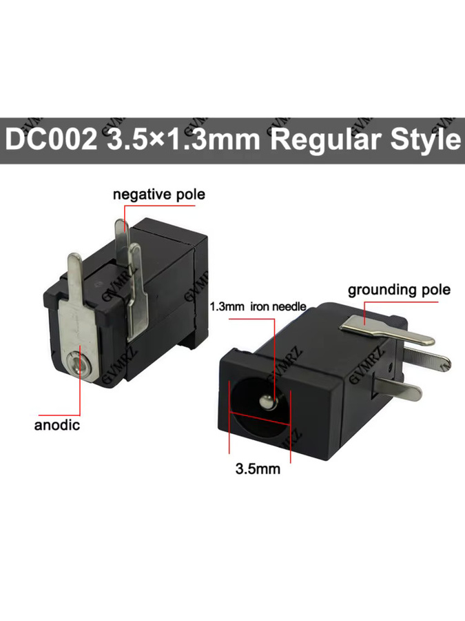 10 Stück DC-002 DC-Strombuchsen und DC-Stecker Set, schwarz, 3,5 x 1,3 mm Anschluss - Bild 4