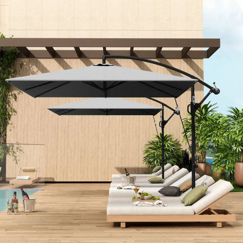Outsunny Ampelschirm grau aus Polyester mit UPF 50+ B/H/L: 250 x 235 x 295 cm - Bild 4