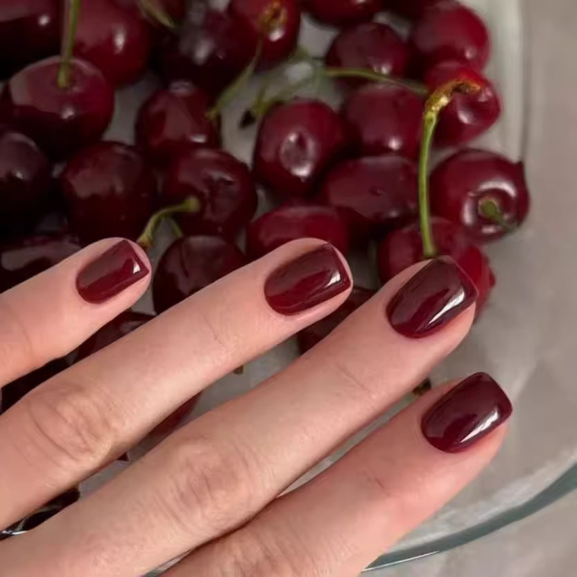 Stylebon Kunstnägel, weinrot, glänzend, kurz, quadratisch, 24 Stück - Bild 2