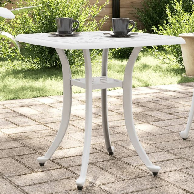 vidaXL Gartentisch aus Aluminiumguss in Weiß, B/T/H: 53 x 53 x 53 cm - Bild 2