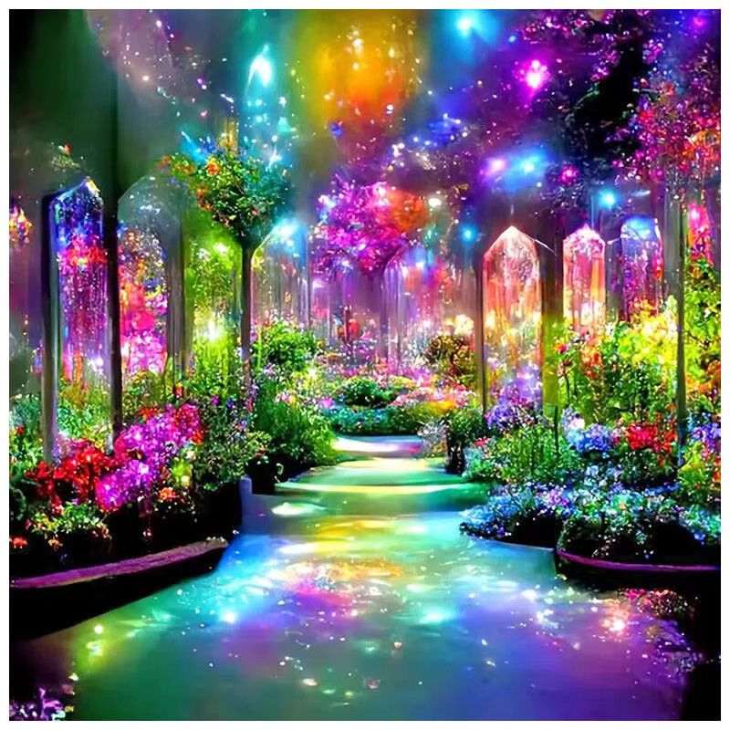 HUACAN 5D Diamantgemälde Fantasy-Landschaft mit Baum als Mosaik-Kreuzstich in Multicolor, B/H: 20 x 20 cm - Bild 5