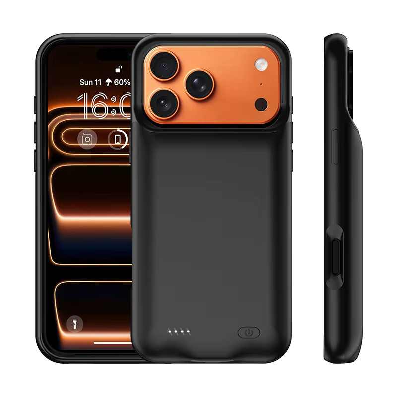 Akku-Hülle für iPhone 11 bis iPhone 17 Pro Max, externe Powerbank als Ladegerät, Farbe: Schwarz - Bild 6