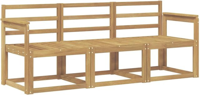 vidaXL Outdoor-Sofagarnitur 3-teilig aus Akazienholz in Weiß, B/T/H: 189,5 x 63 x 73 cm - Bild 1