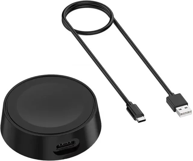 VIKEFON Schnellladestation für Samsung Galaxy Watch 7, 6, 5, Classic Pro 4, 3 und Active 2 mit USB-C Anschluss und Schlüsselanhänger in Schwarz - Bild 1