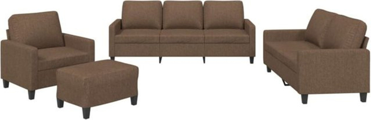 Vidaxl 4-tlg. Sofagarnitur Modern in Braun aus Stoff und Metall mit Kissen - Bild 1