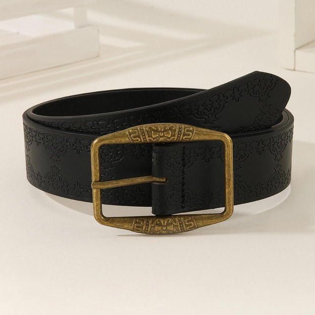 R&N Fashion 2 Gürtel PU-Leder, Blumenmuster, schwarz, Damen - Bild 1