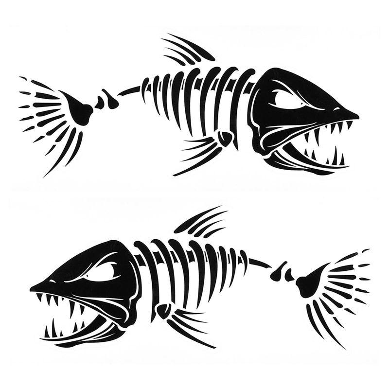 2 Stück Tooarts Fischzähne Mund Aufkleber Skelett Fisch Aufkleber in Schwarz - Bild 5