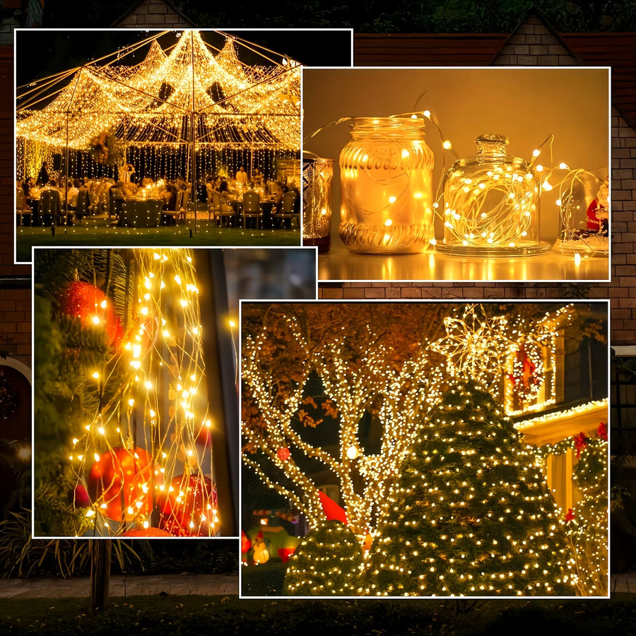 LEDOOR Solar-LED-Lichterketten 2er-Pack mit 300 LEDs und 32 m Gesamtlänge, silberfarbener Kupferdraht, RGB-Farben, 8 Modi und intelligenter Lichtsensor - Bild 5