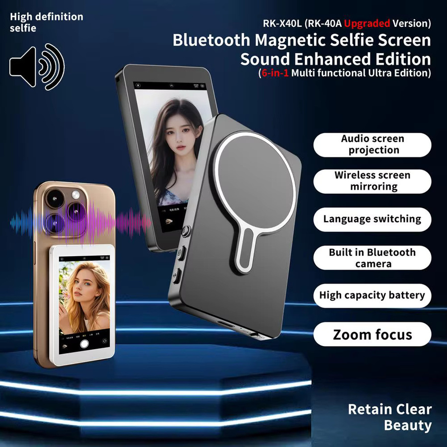 Magnetischer kabelloser Selfie-Monitor für iPhone und Android, 3,94 Zoll HD-Erweiterungsdisplay für Rückkamera, Vlog und Live-Videoaufzeichnung, Grau - Bild 4