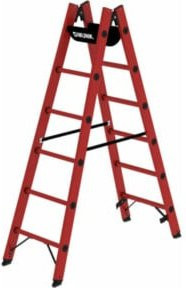 MUNK Stehleiter aus Vollkunststoff beidseitig begehbar rot mit 2 x 6 Sprossen - Bild 1