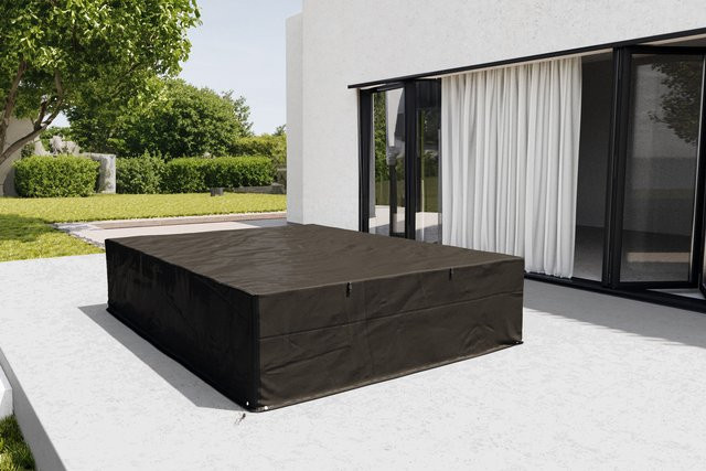 OUTFLEXX Abdeckhaube für Gartenlounges aus wasserabweisendem Polyester in Schwarz, B/T/H: 440 x 230 x 70 cm - Bild 1