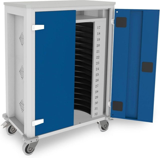 rotstahl Tabletwagen Power für 32 Tablets in Dunkelblau mit lichtgrauem Korpus, B/T/H: 73 x 44 x 105 cm - Bild 1