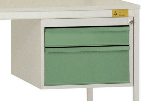 Manuflex LD4702.6011 ESD-Gehäuse-Unterbau aus Stahl in Grün/Mehrfarbig mit 2 Schubfächern, Nutzhöhe: 30 cm, Breite: 58 cm, Tiefe: 36 cm, Höhe: 50 cm - Bild 1