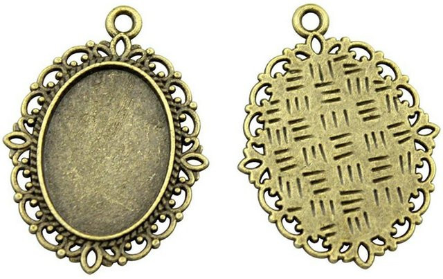 Cabochon Fassung, Antik Bronze, Zinklegierung, 13x18mm, 10 Stück - Bild 1