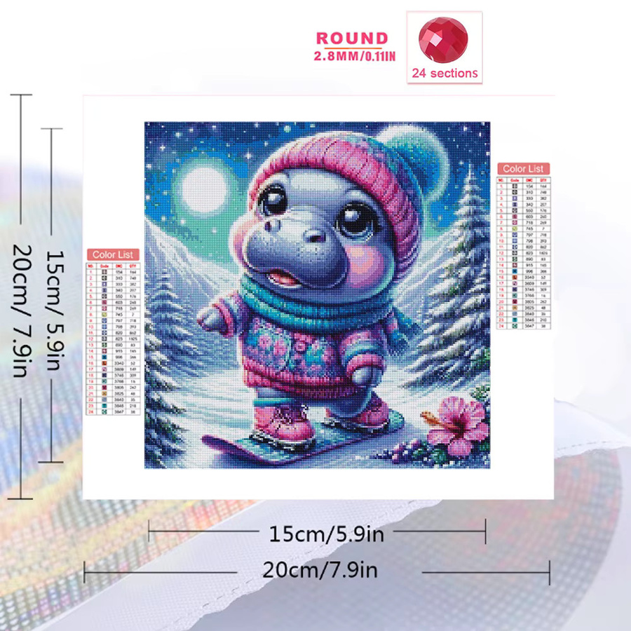 Evershine Diamant-Gemälde Set mit 4 runden Tier-Motiven Hirsch Zebra und Nilpferd in Multicolour als DIY-Bastelset für Kinder - Bild 2