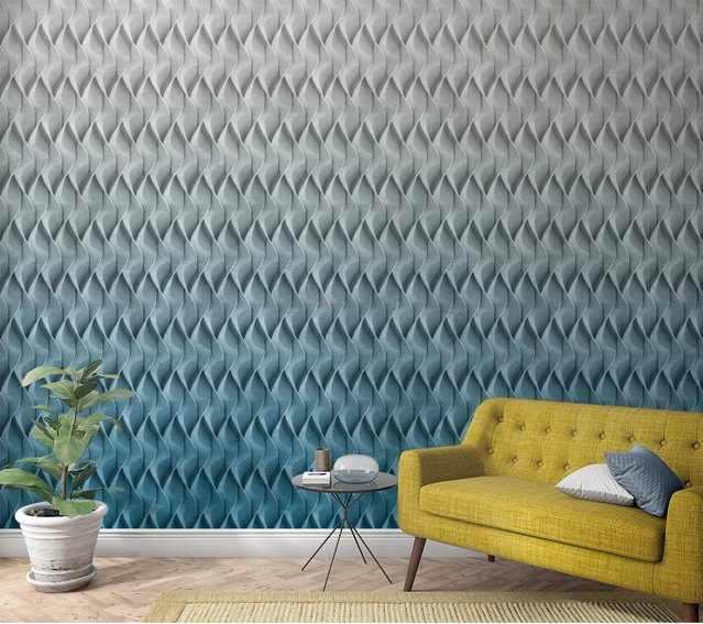Marburg Vliestapete Smart Art Easy mit grafischem 3D-Muster in Grau-Blau, Breite: 159 cm, Höhe: 270 cm - Bild 1