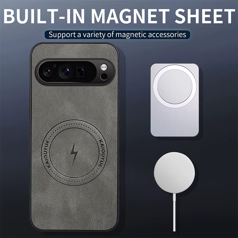 Magnetische Handyhülle im Blitz-Nappal-Muster für Google Pixel 10 9 Pro XL 8 7 6 A Pro, hautfreundlich, Schwarz und Grau - Bild 3