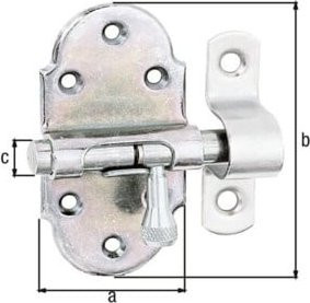 GAH Alberts Federriegel-Grendel mit befestigter Schlaufe, gelb, galvanisiert, B: 4,0 cm, T: 6,0 cm, H: 9,0 cm - Bild 1
