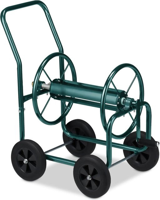 Relaxdays Schlauchwagen aus Metall in Grün, fahrbar, B/T/H: 82 x 48 x 80 cm - Bild 1