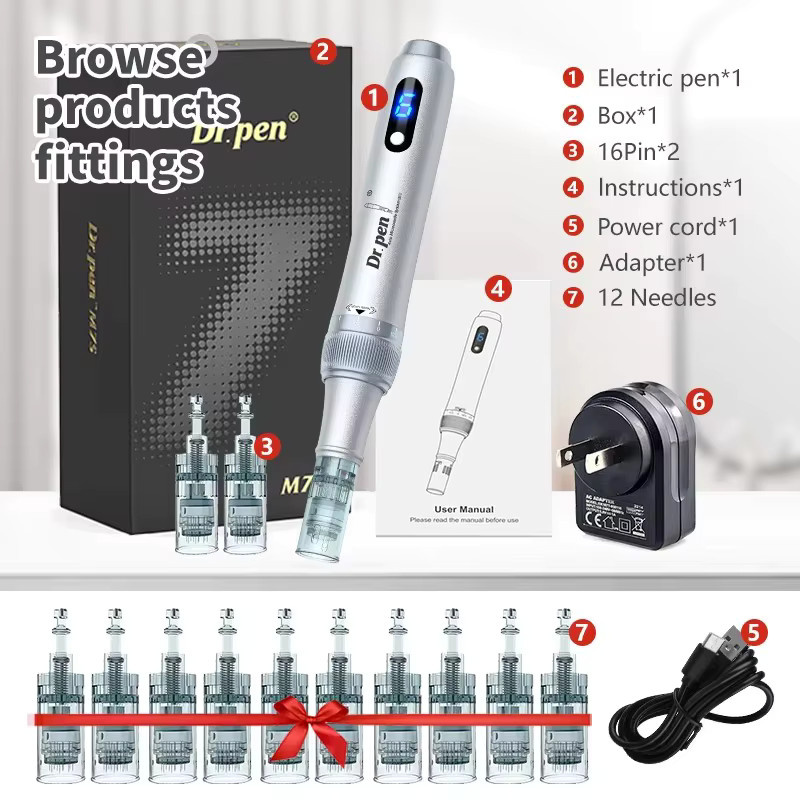 Dr. Pen M7S Mikro-Hautpen, Elektrischer Kabelloser Derma-Pen, Unisex, für Gesicht und Körper, 12 Nadeln 0,25mm - Bild 4