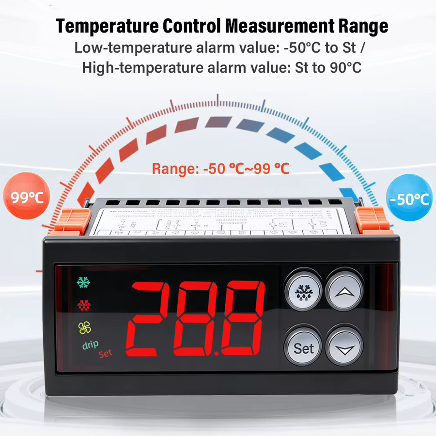 yieryi ECS-974 Digitaler Temperaturregler 220V Thermostat zur Kühlhaus- und Gefrierschranksteuerung in Schwarz - Bild 3