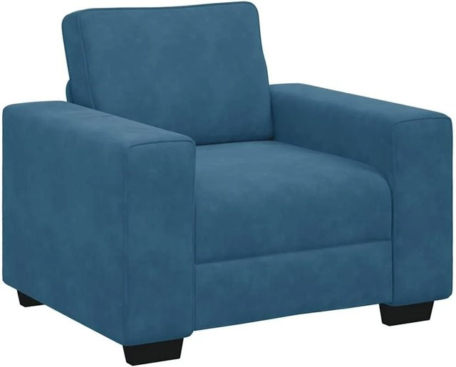 vidaXL Sessel Blau aus Samt mit Armlehnen B/T/H: 100 x 77 x 82 cm - Bild 1