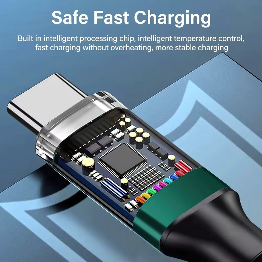 USB-C auf USB-C Ladekabel mit Digital Display für 100 W Schnellladung und Datentransfer in Schwarz oder Grün - Bild 2
