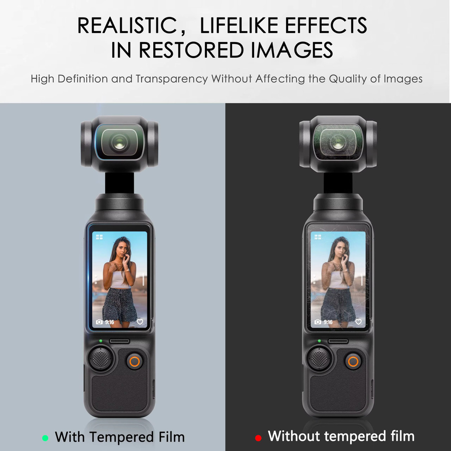 DJI Osmo Pocket 3 Schutzfolie aus gehärtetem Glas für Display und Kameraobjektiv, transparent - Bild 3