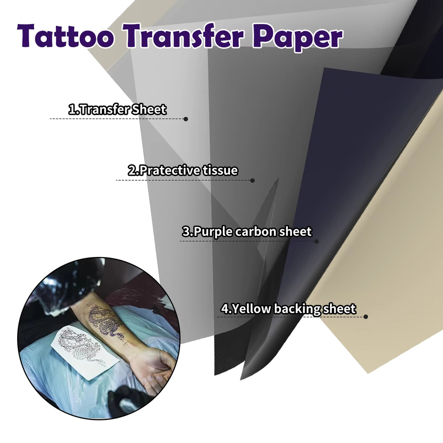 DQFART 10 Stück Professionelles Tattoo Transfer Papier für die Tattoo Praxis und Körperkünstler - Bild 3