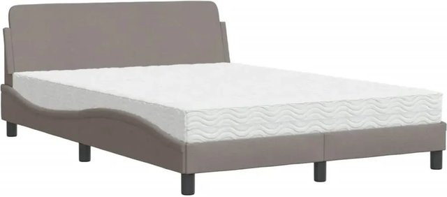 vidaXL Bett mit Matratze aus Stoff und Kiefernholz in Taupe und Grau, B/T/H: 120 x 200 x 125 cm - Bild 1