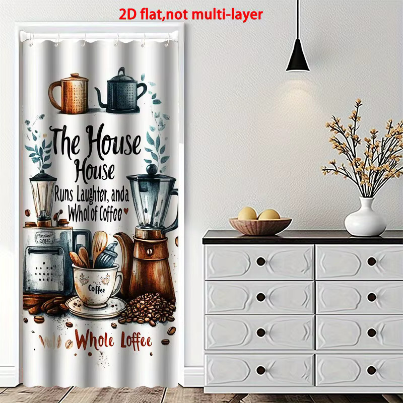 VIKAMA Türvorhang mit Kaffee-Design, Mehrfarbiger Raumteiler für Küche und Café - Bild 2
