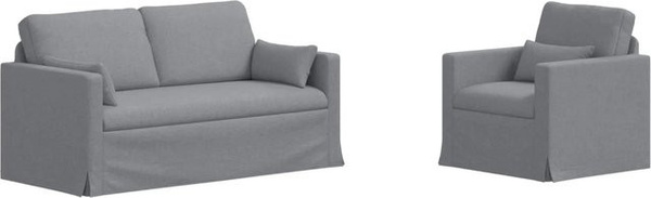 vidaXL 2-teiliges Sofa Hellgrau mit Stoffbezug und Metallrahmen B/T/H: 158 x 78 x 80 cm und 78 x 78 x 80 cm