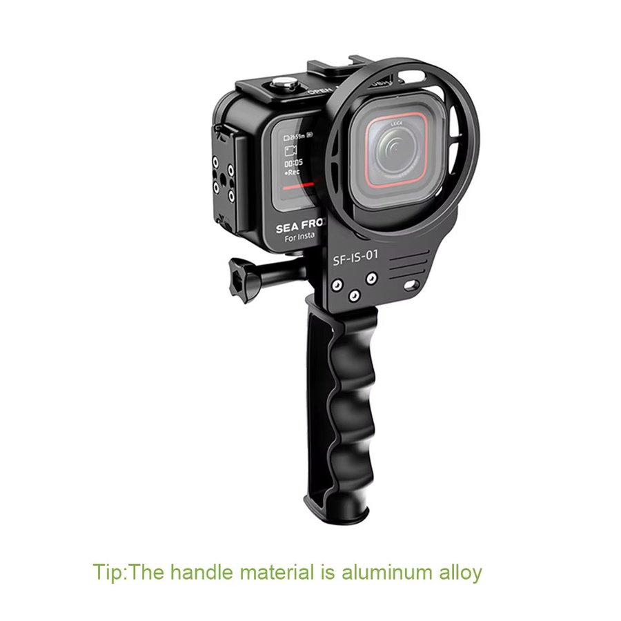 Seafrogs Aluminium Wasserdichtes Gehäuse mit Filterrahmen für Insta360 Ace 1 2, GoPro 9-13 und DJI Action 3 4 5 Pro in Schwarz - Bild 4