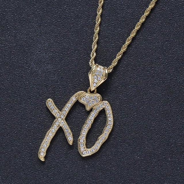 Halskette mit Alphabet XO Anhänger, Gold, Zirkonia, Unisex - Bild 1