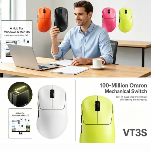 Rapoo VT3S GEN-2 Ultraleichte Gaming Maus in Gelb mit 8K Polling-Rate und kabelloser Verbindung - Bild 1