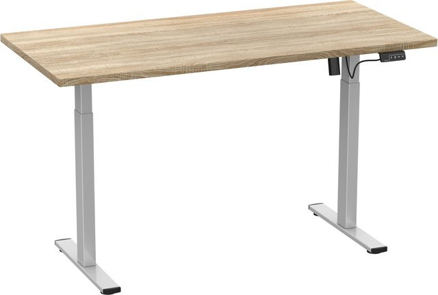 VCM Elektrisch Höhenverstellbarer Schreibtisch Lona, Sitz-Steh-Schreibtisch in Braun und Silber, B/T: 110 x 80 cm, Höhe: 71–120 cm - Bild 1