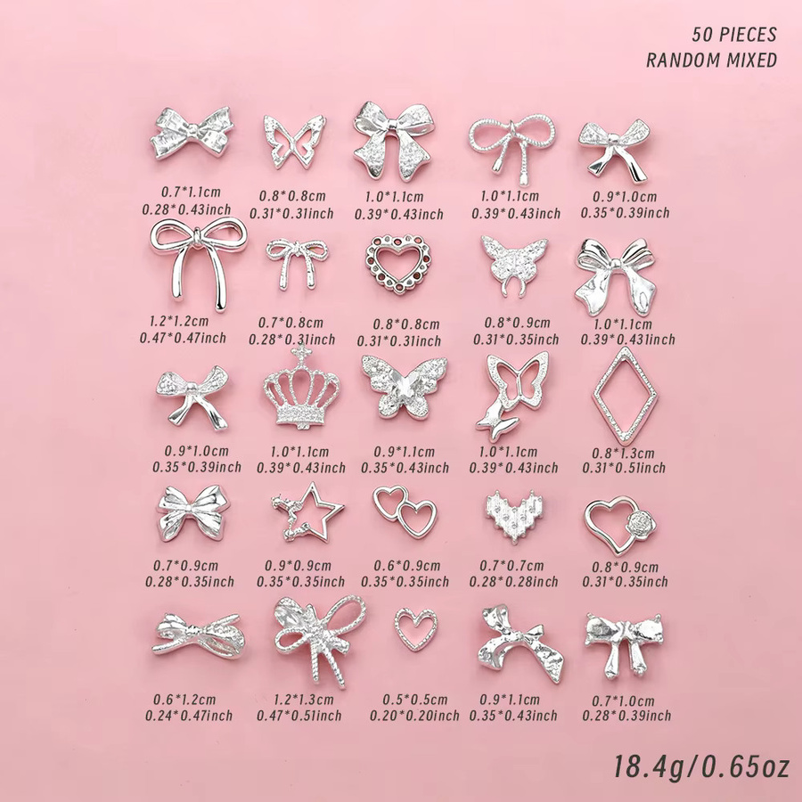 MAFANAILS Nagelzubehör Charms, 50 Stück, Silber Gold, Metallic, Unisex - Bild 7