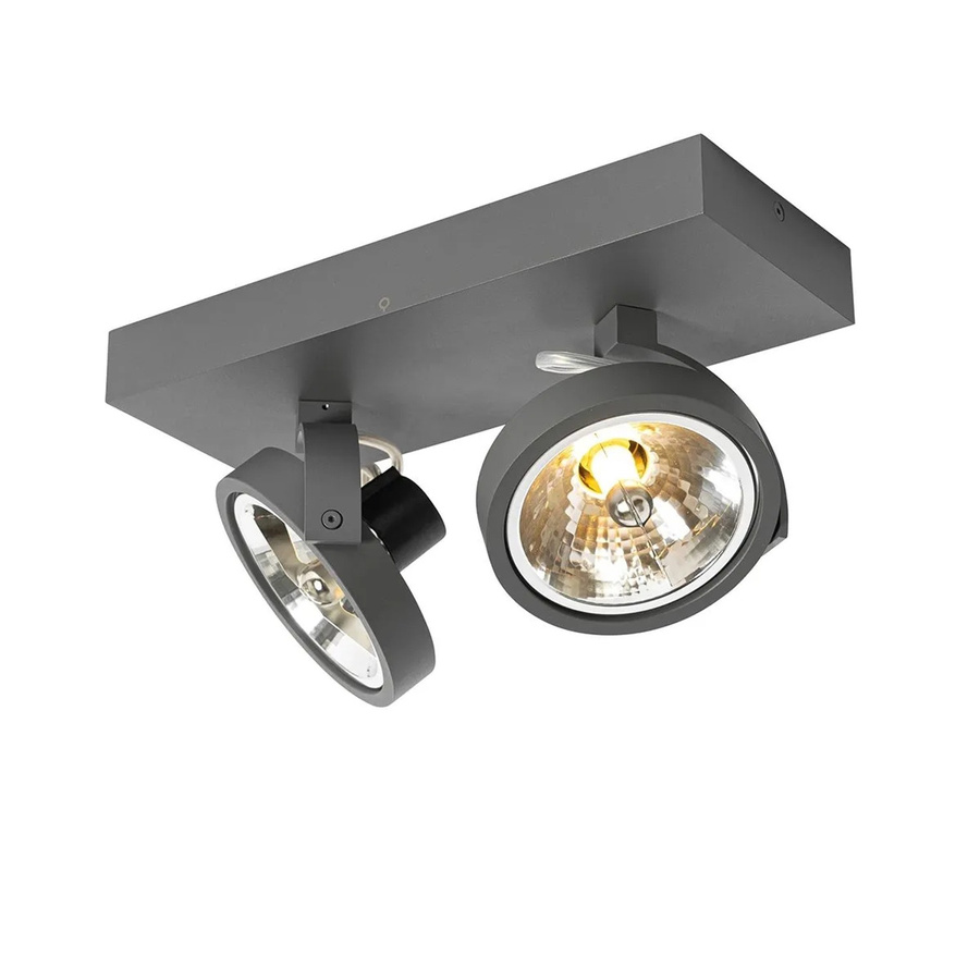 QAZQA LED Pendelleuchte Design Spot in Dunkelgrau, 2-flammig, verstellbar, Aluminium - Bild 2