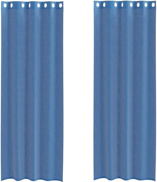 vidaXL Voile Vorhänge mit Ösen, 2er-Set, Blau, semi-transparent, Breite: 140 cm, Höhe: 300 cm - Bild 1
