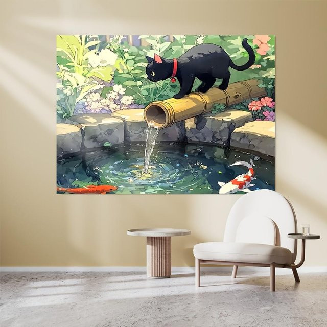 Wandteppich von JMG Household Supplies mit schwarzem Fischdesign in Winterferien-Optik, Wandbehang aus Textil, Breite: 40 cm, Höhe: 60 cm - Bild 1