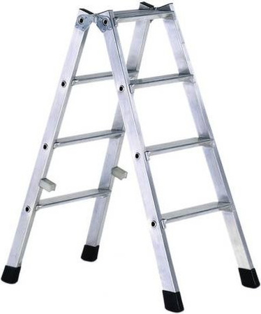 ZARGES Aluminium Stufen-Stehleiter klappbar silber