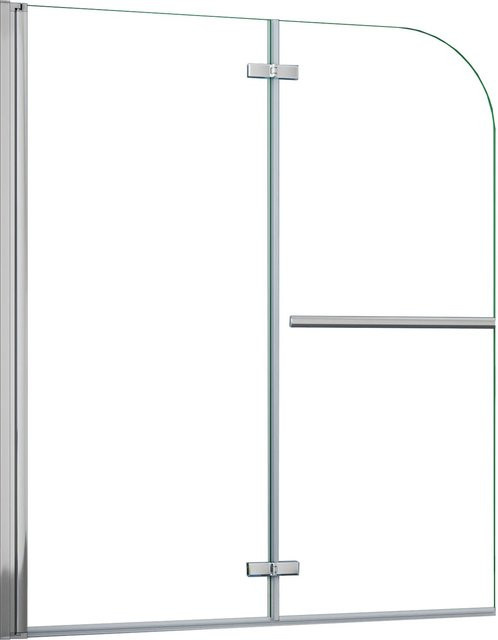 AICA Badewannenfaltwand Duschabtrennung aus 6mm ESG Nanoglas, Farbe: Transparent/Silber, B: 120 cm, H: 140 cm - Bild 1