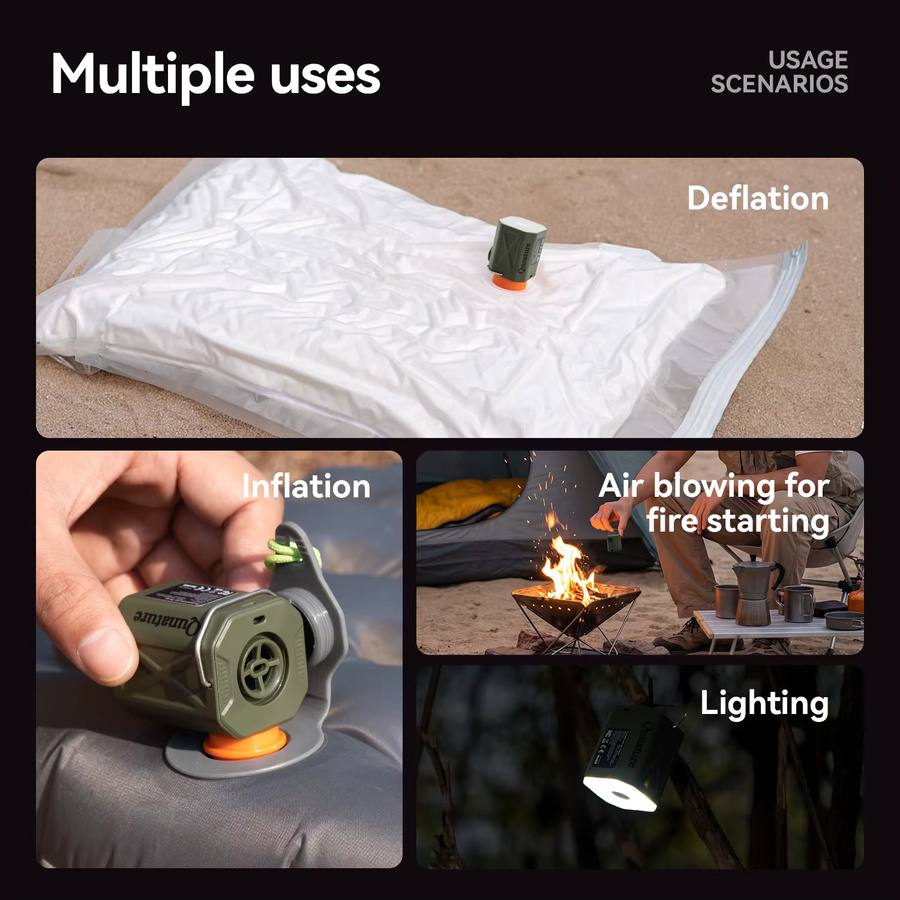 Qunature Elektrische Luftpumpe: Tragbarer Outdoor-Inflator mit 3-Modus-Beleuchtung für Matratzen und Kissen - Bild 6